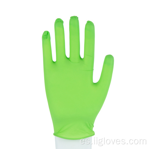 Guantes de nitrilo verde sin polvo personalizado de salón de belleza